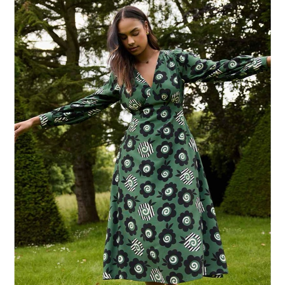 Celia Birtwell x Joanie green print dress